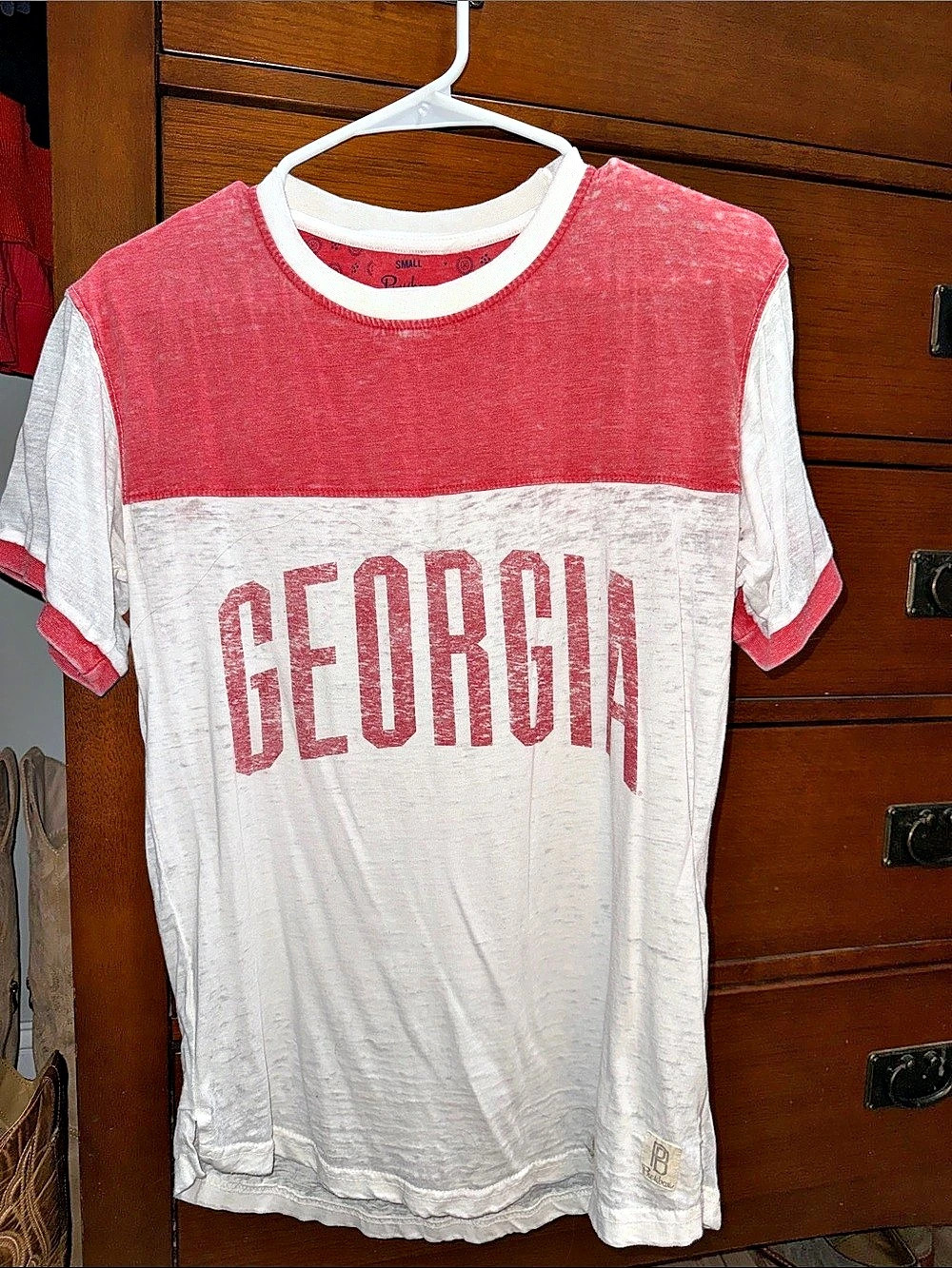 Psycho Bunny Color Block Graphic Tee in Red & White Size Small